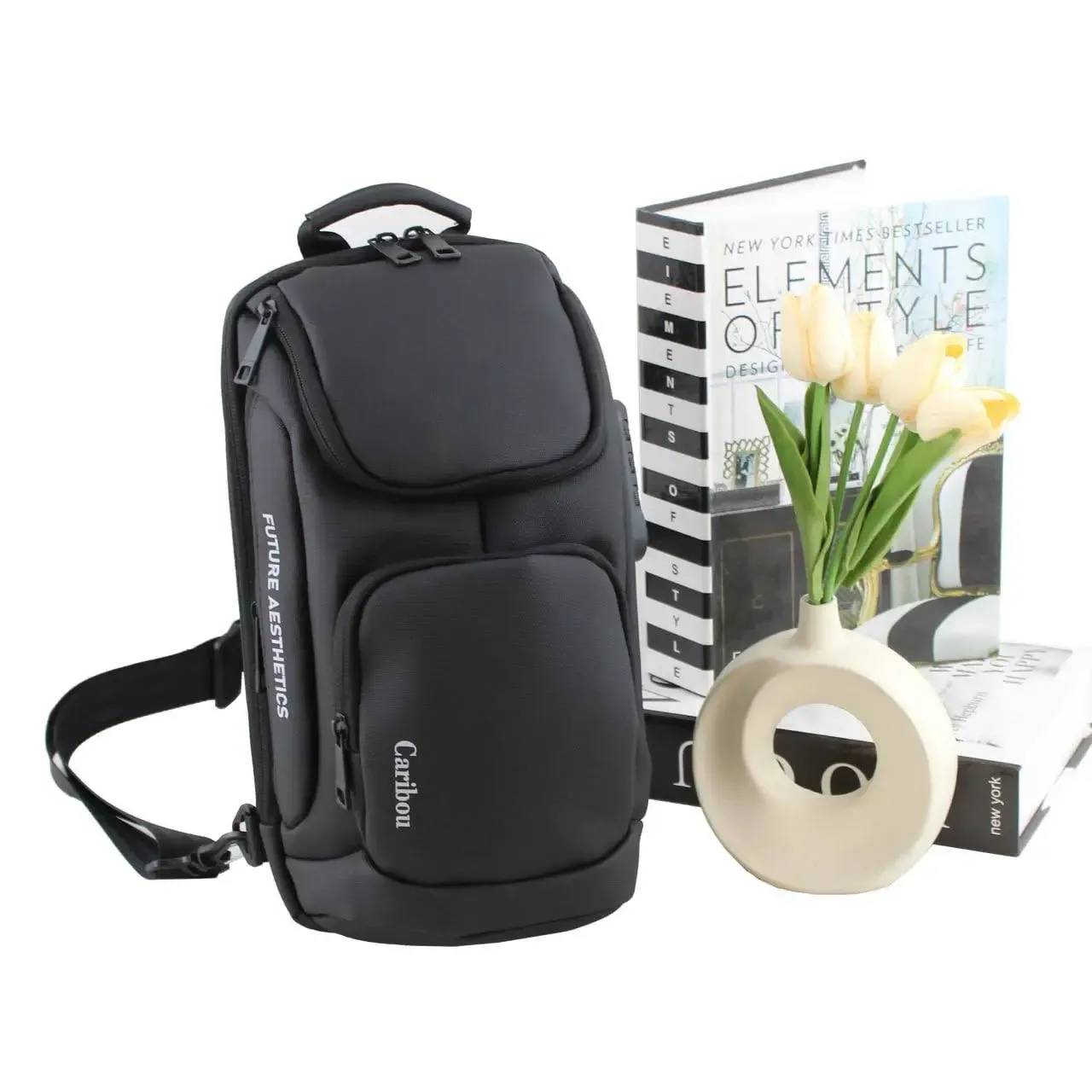 کیف مردانه پارچه ای اسپرت و روزمره قهوه ای تیره جیب دار بند بلند