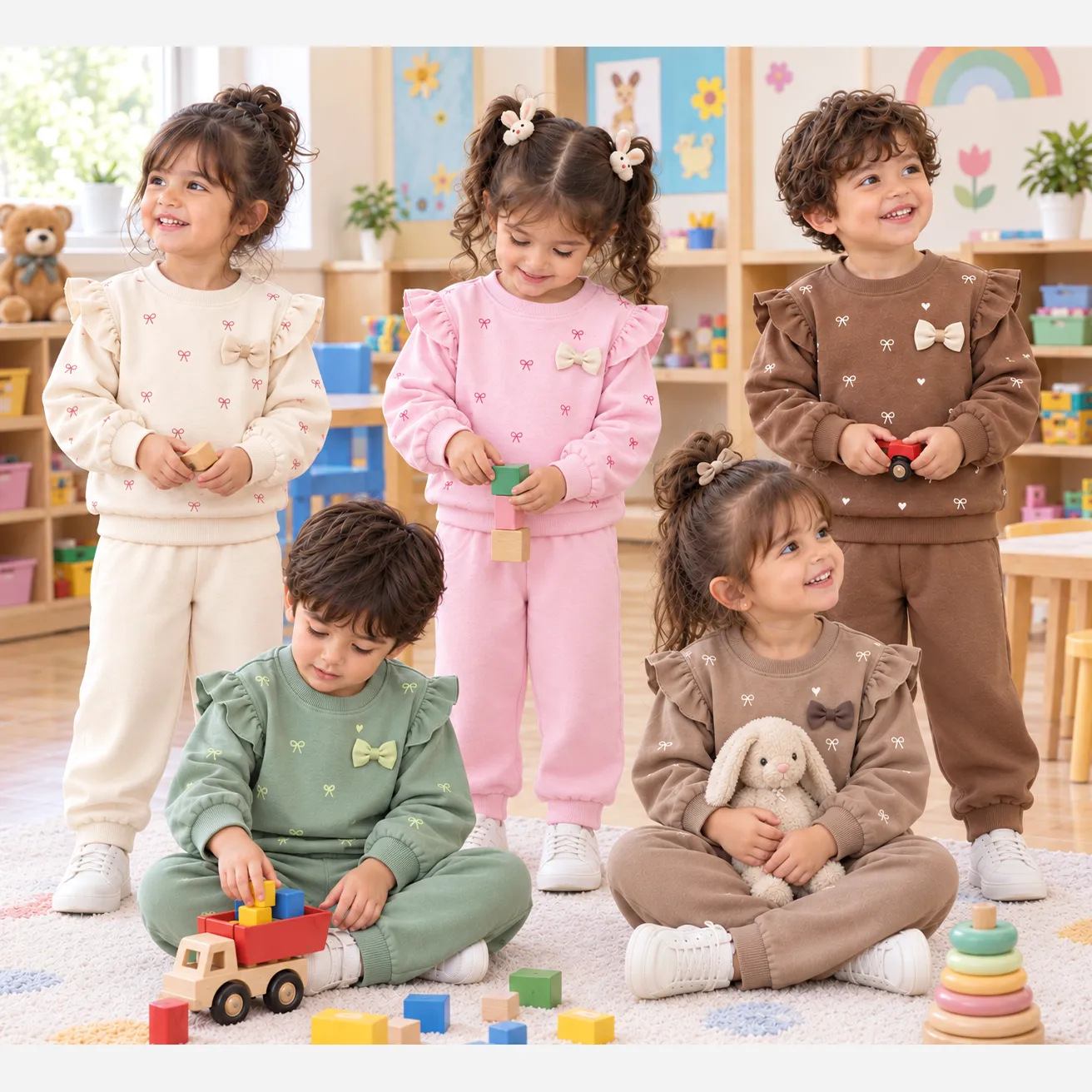 بلوز شلوار دخترانه دورس طرح پاپیون سایز 40 و 45
