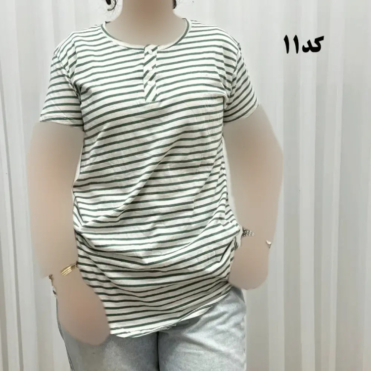 تیشرت زنانه نخ پنبه H&M جلودکمه چهارفصل