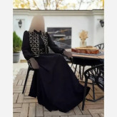 ست سه تیکه پیراهن کرپ مازراتی و جلیقه مخمل هندی با کمربند مشکی
