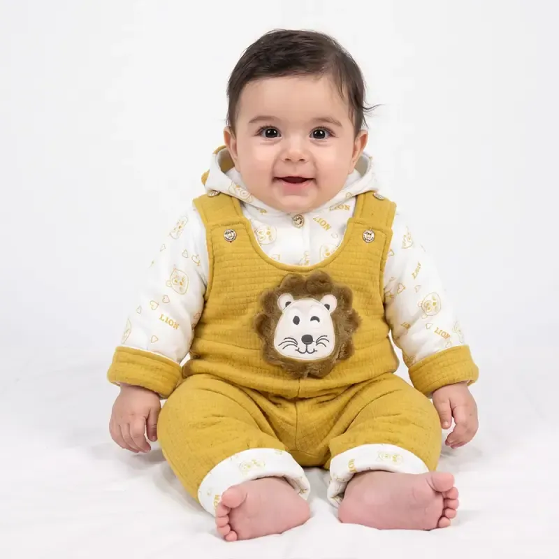 ست سرهمی گرم نوزادی طرح شیر خردلی