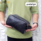 کیف دستی مردانه شوزبگ چرم صنعتی مرغوب دو خانه آستر خارجی بند دستی زیپ فلزی