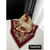 روسری ساتن ابریشم طرح رزیتا قواره 140 دور دوخت مجلسی